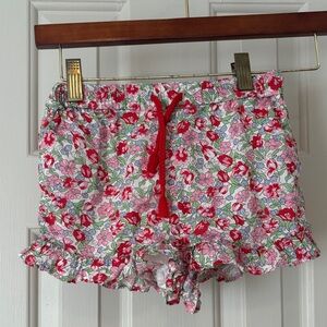 Boden Girls Floral Elastic Waist Shorts - Pink, Red & Green